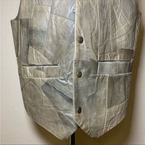 One of a kind Leather Patch Vest - Picture 3 of 12